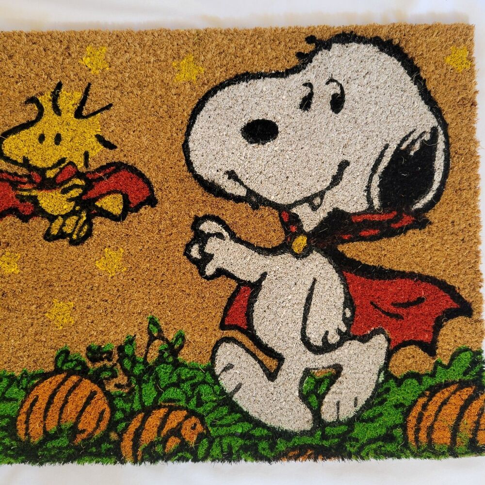 Peanuts Snoopy Woodstock Halloween Boo Coir Door Mat 18”x30” Doormat Vampire - Picture 4 of 11